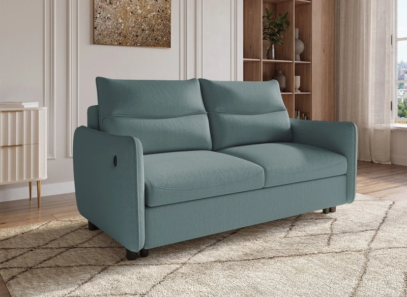 Sofá cama ZADIG de 3 plazas en tela verde