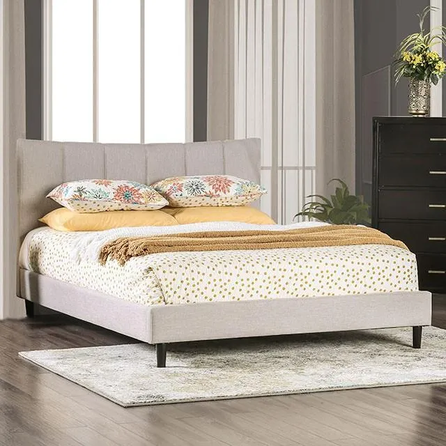 Furniture of America Ennis Twin Upholstered Platform Bed CM7678BG-T-BED-VN