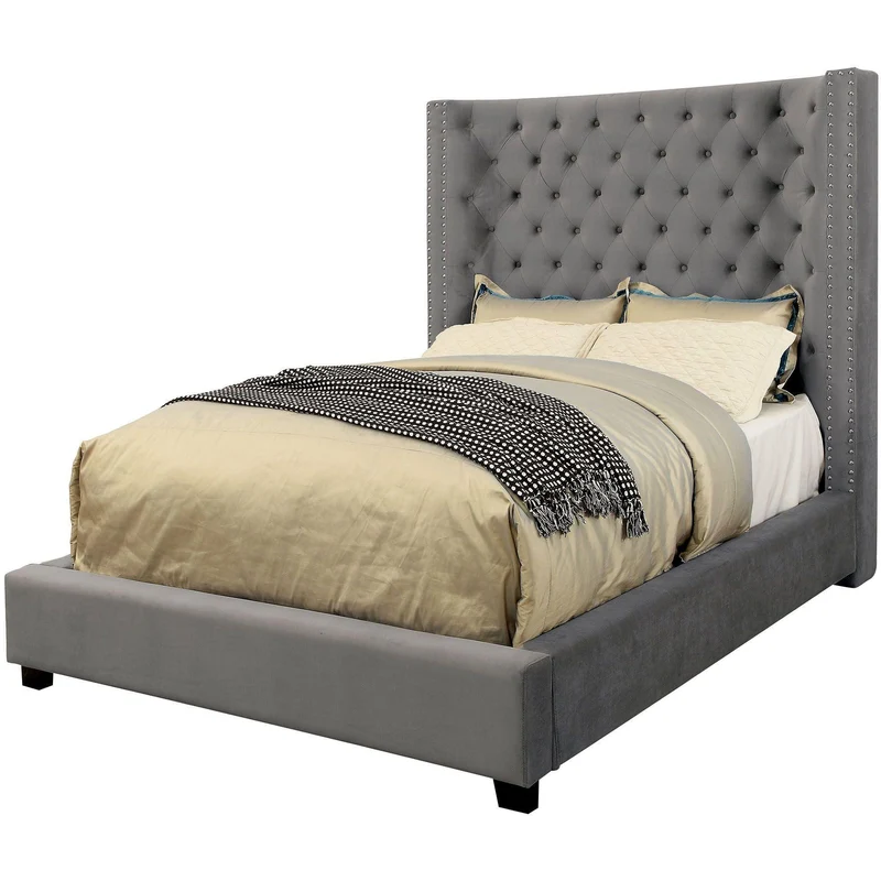 Furniture of America Mirabelle King Upholstered Panel Bed CM7679GY-EK-VN