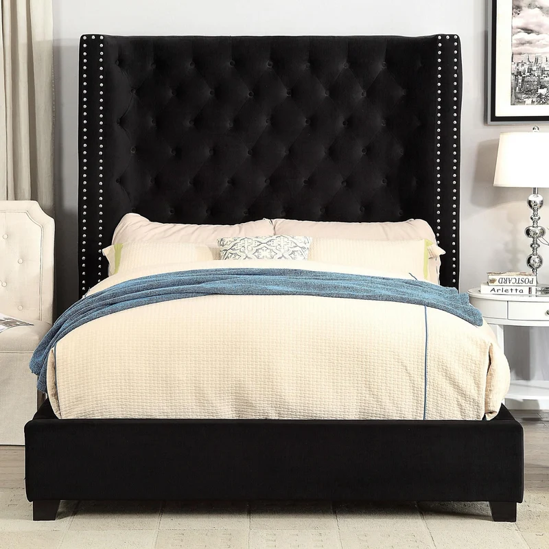 Furniture of America Mirabelle California King Upholstered Panel Bed CM7679BK-CK-VN