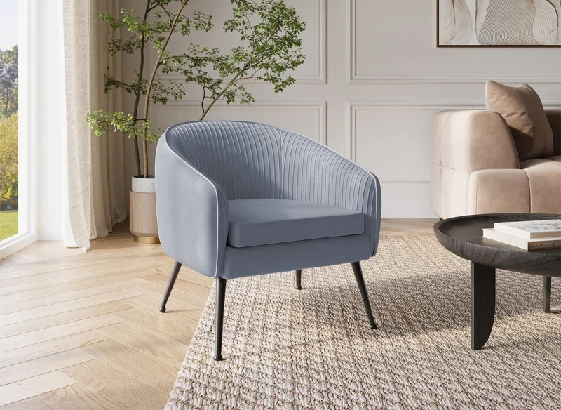 Sillón convertible Trecy en terciopelo gris con patas negras