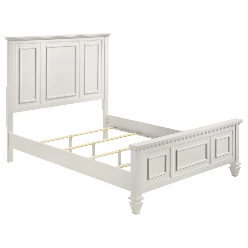 Coaster Furniture Sandy Beach 201301Q Wood Queen Panel Bed - Cream White