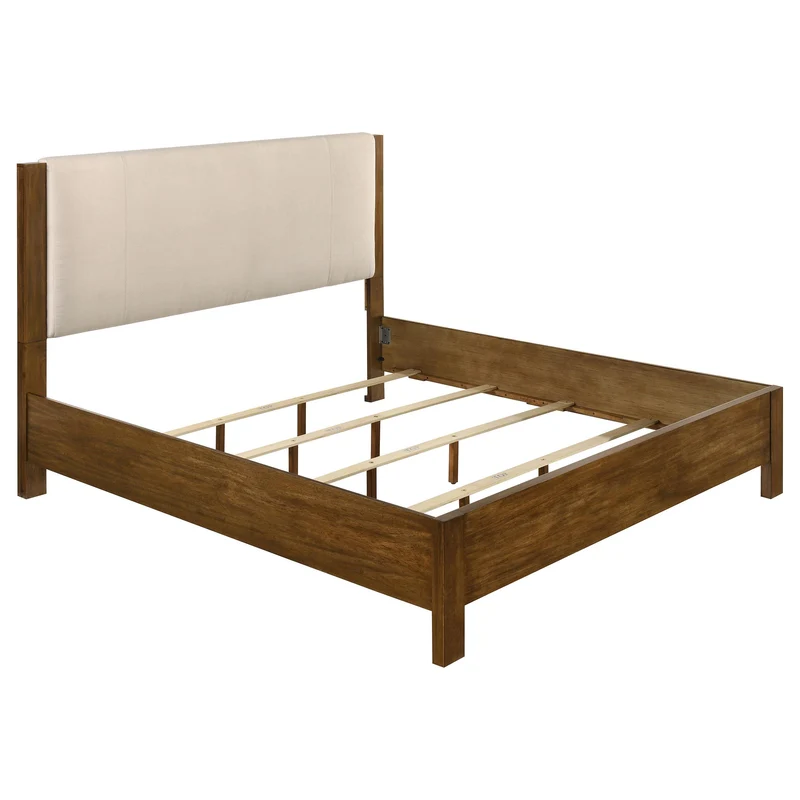 Coaster Furniture Adderley 215851KE Eastern King Wood Panel Bed - Cream/Warm Brown