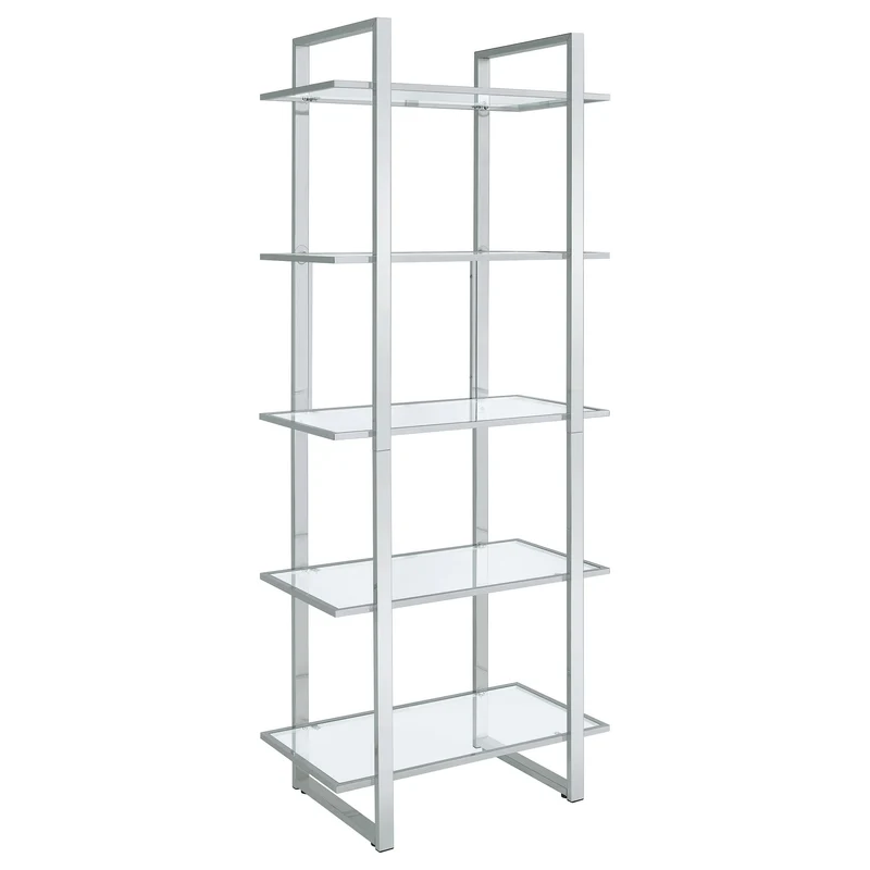 Coaster Furniture Hartford 805538 79-inch 5-shelf Glass Bookshelf - Chrome