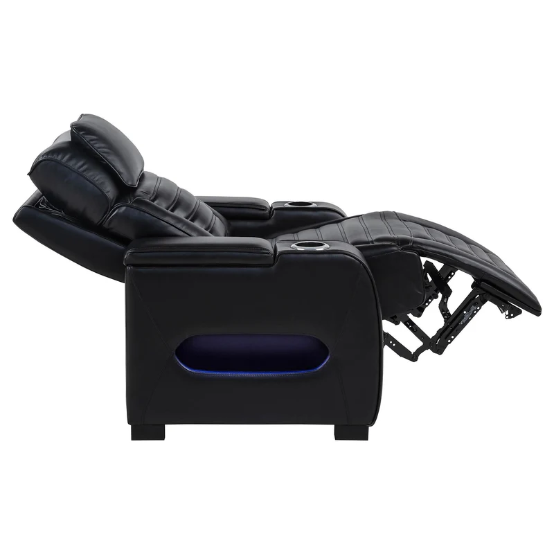Coaster Furniture Zuma 603253PP Faux Leather Upholstered Dual Power LED Recliner - Black