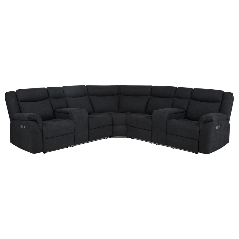 Coaster Furniture Hagen 600500P Upholstered Power Reclining Sectional Sofa - Steel Grey