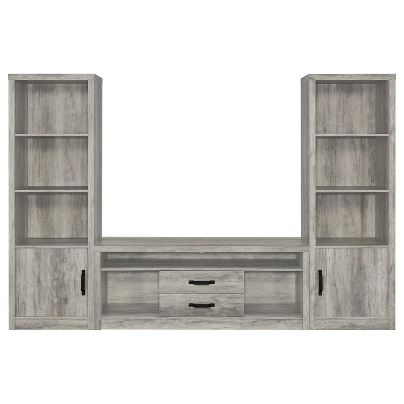 Coaster Furniture Burke 701024-SET 3-Piece Entertainment Center - Grey Driftwood
