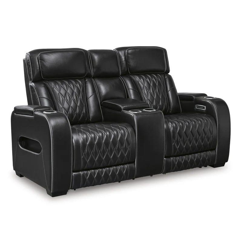 Signature Design by Ashley Boyington U2710618 Power Reclining Loveseat with Console and Adjustable Headrest