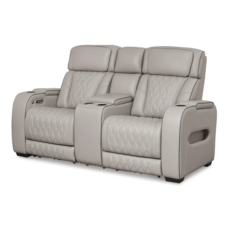 Signature Design by Ashley Boyington U2710518 Power Reclining Loveseat with Console and Adjustable Headrest