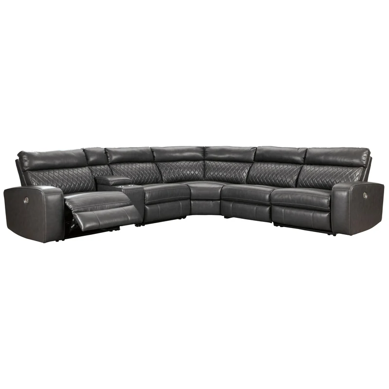 Signature Design by Ashley Samperstone Power Reclining Leather Look 6 pc Sectional 5520358/5520357/5520319/5520377/5520346/5520362