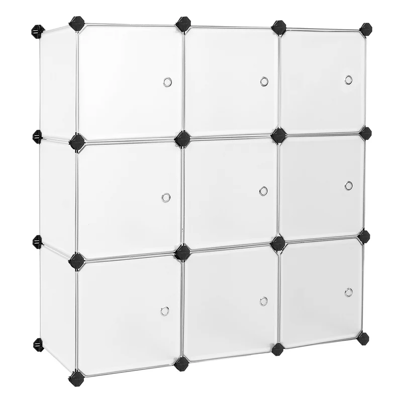 Estantería Modular Cubos Plástico con Puertas para Zapatillas Ropa Libros