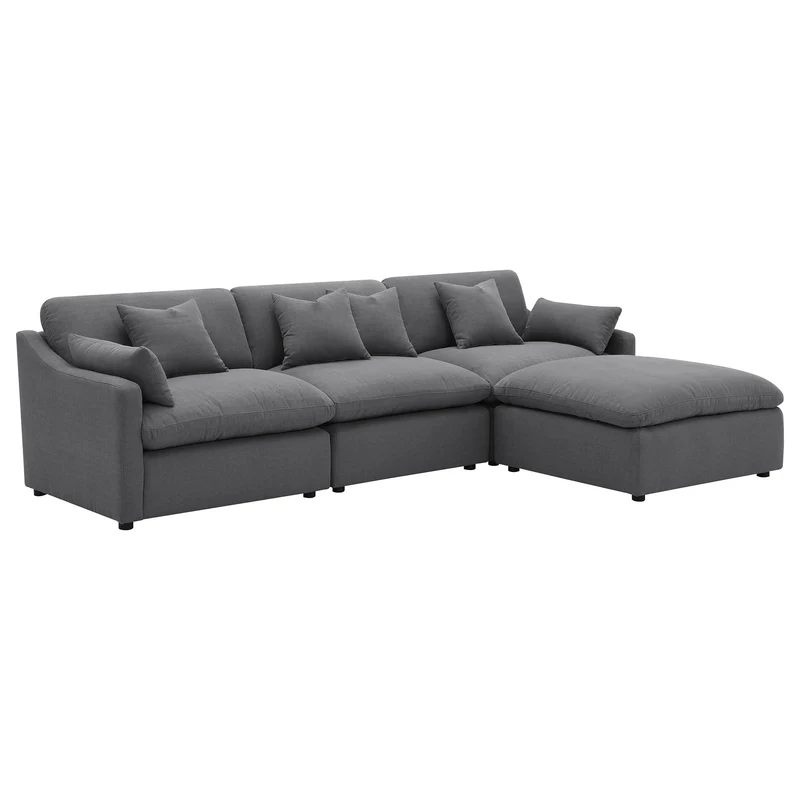 Coaster Furniture Hobson 551455-SETB 4-piece Upholstered Modular Sectional Sofa - Charcoal