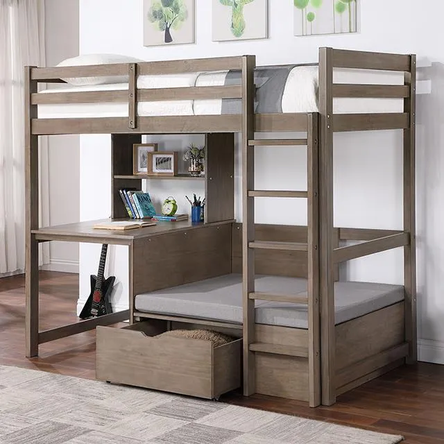 Furniture of America Callistus CM-BK828GY Twin/Workstation Loft Bed