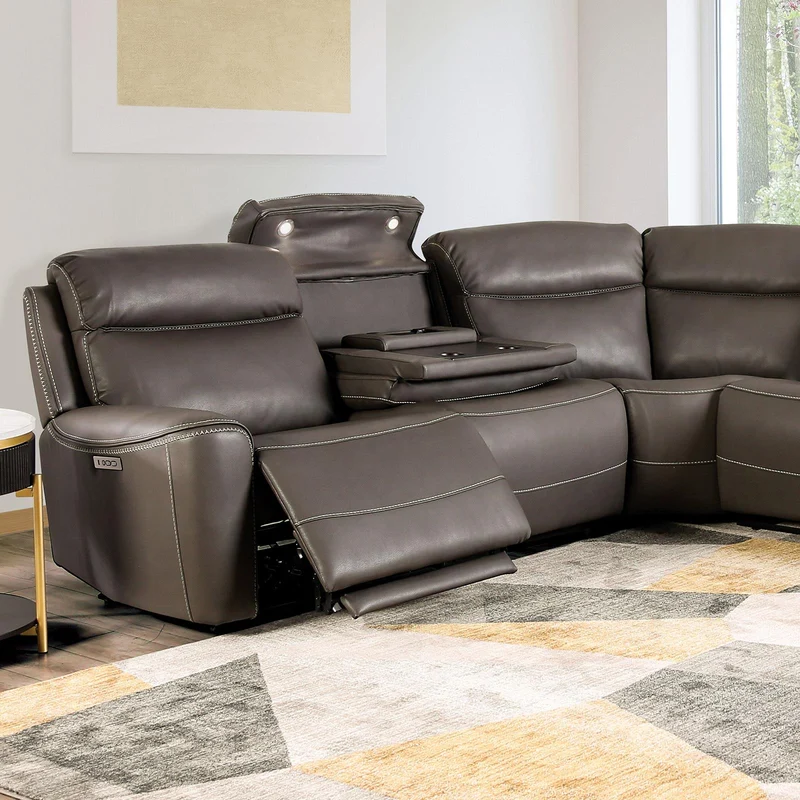 Furniture of America Edmondus CM9923GY-SECT-PM Power Sectional