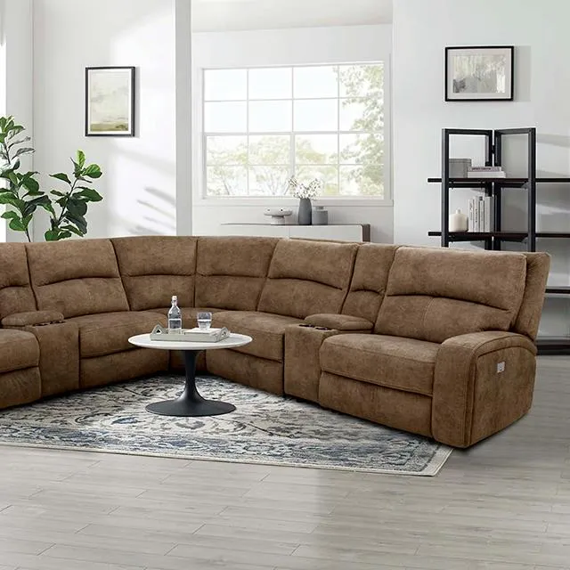 Furniture of America Apostolos CM9915BR-SECT-PM Power Sectional