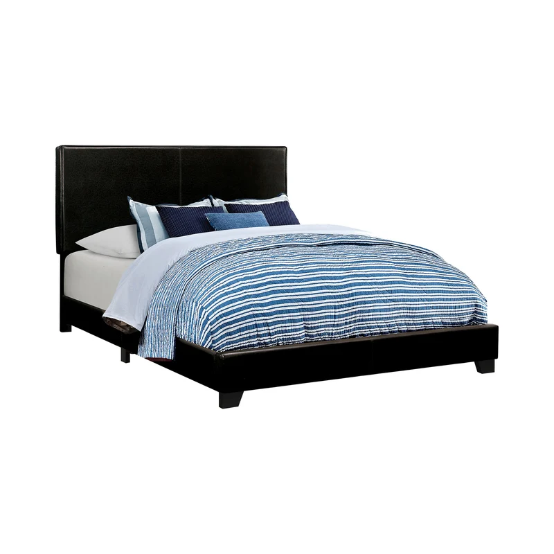 Coaster Furniture Dorian 300761Q Faux Leather Upholstered Queen Panel Bed - Black