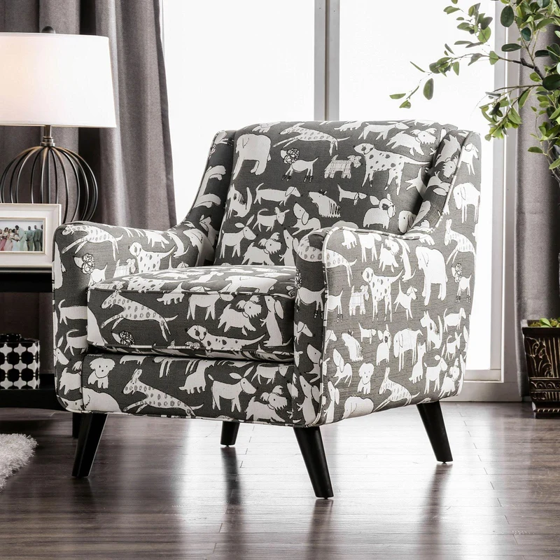 Furniture of America Patricia Stationary Fabric Accent Chair SM8171-CH-DG