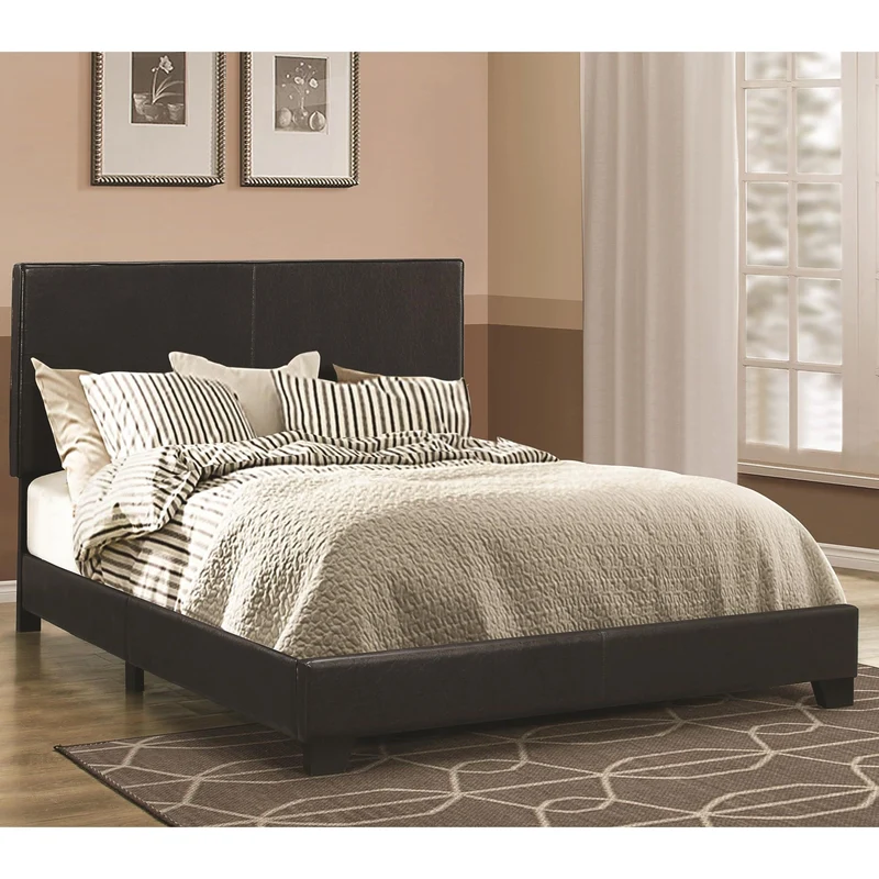 Coaster Furniture Dorian 300761KE Faux Leather Upholstered Eastern King Panel Bed - Black
