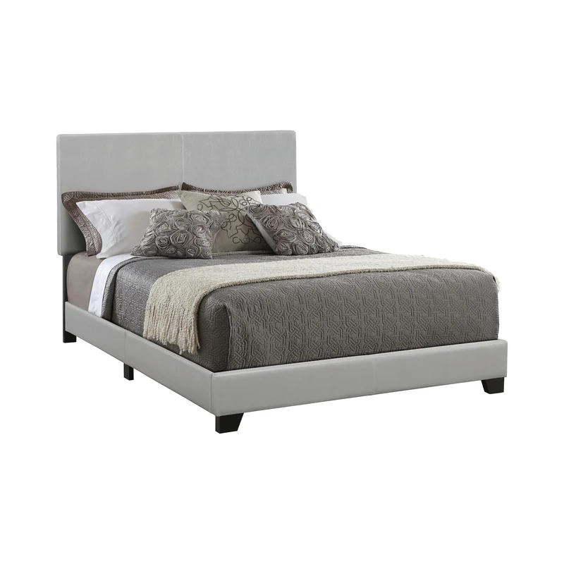 Coaster Furniture Dorian 300763Q Faux Leather Upholstered Queen Panel Bed - Grey