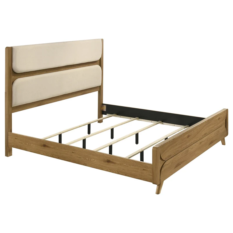Coaster Furniture Bennett 222901KE 78-inch Eastern King Upholstered Panel Bed - Cream/Light Oak