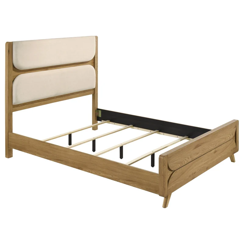 Coaster Furniture Bennett 222901Q 63-inch Queen Upholstered Panel Bed - Cream/Light Oak