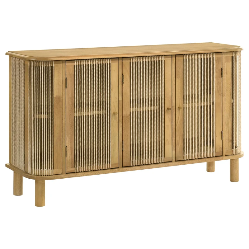 Coaster Furniture Ervine 950460 3-Door Rope Panel Sideboard Accent Storage Cabinet - Natural
