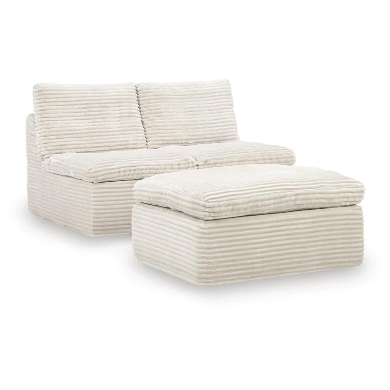 Signature Design by Ashley Fannin PC8430431 2 Armless Chairs with Ottoman