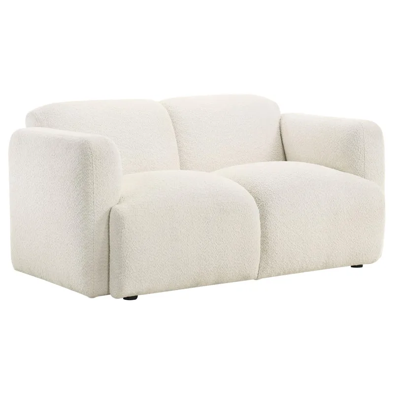 Coaster Furniture Dorset 509812 Fabric Upholstered Round Track Arm Loveseat - White