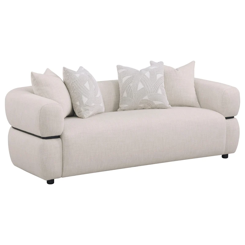 Coaster Furniture Jeanette 508961 84-inch Fabric Upholstered Round Arm Sofa - Beige