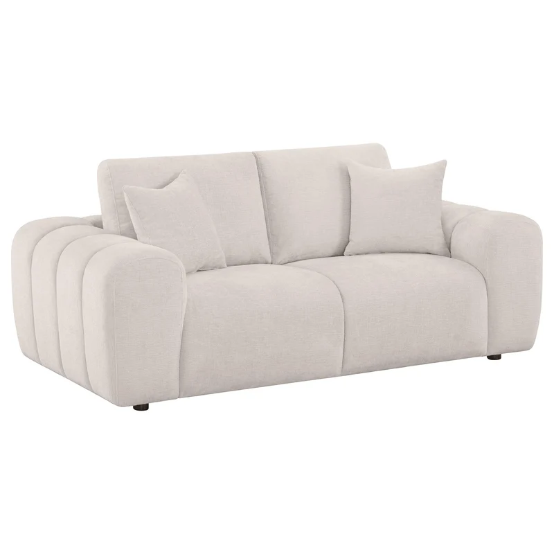 Coaster Furniture Burnett 504956 Chenille Upholstered Wide Arm Loveseat - Ivory