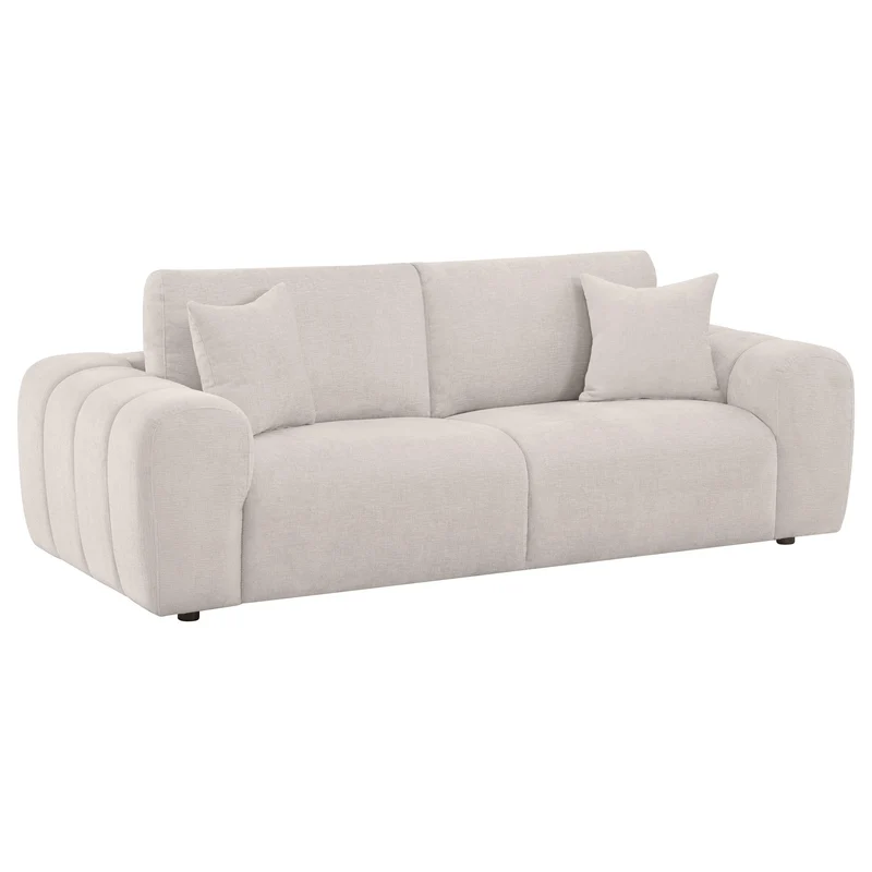 Coaster Furniture Burnett 504955 Chenille Upholstered Wide Arm Sofa - Ivory
