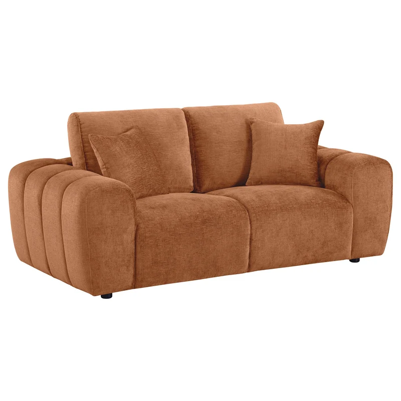 Coaster Furniture Burnett 504952 Chenille Upholstered Wide Arm Loveseat - Burnt Orange