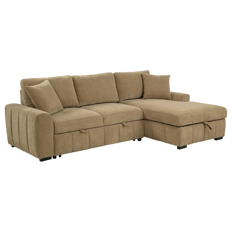 Coaster Furniture Pastrana 500348 Upholstered Sleeper Sectional Sofa RAF Chaise - Camel