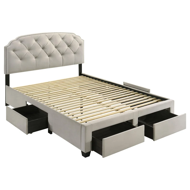 Coaster Furniture Marianna 316011Q 4-drawer Upholstered Queen Storage Bed - Cream