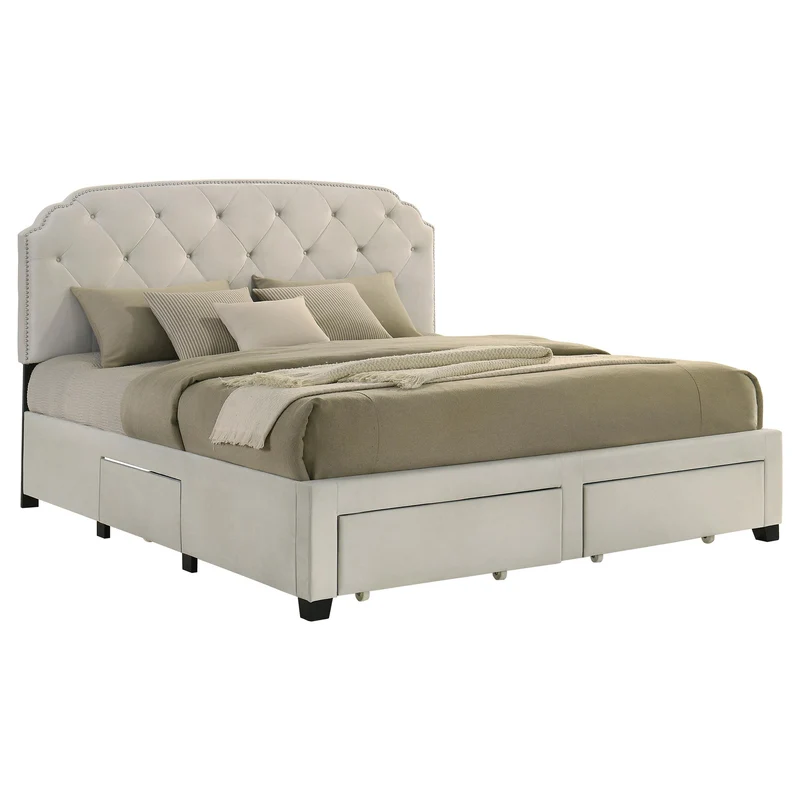 Coaster Furniture Marianna 316011KE 4-drawer Upholstered Eastern King Storage Bed - Cream