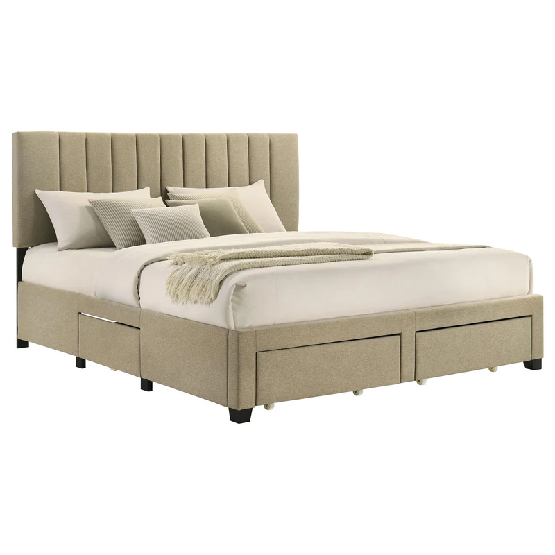 Coaster Furniture Wheatland 316010KE 4-drawer Upholstered Eastern King Storage Bed - Brown