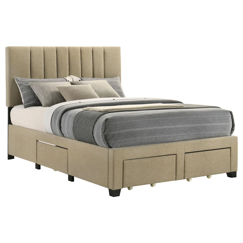 Coaster Furniture Wheatland 316010F 4-drawer Upholstered Full Storage Bed - Light Brown