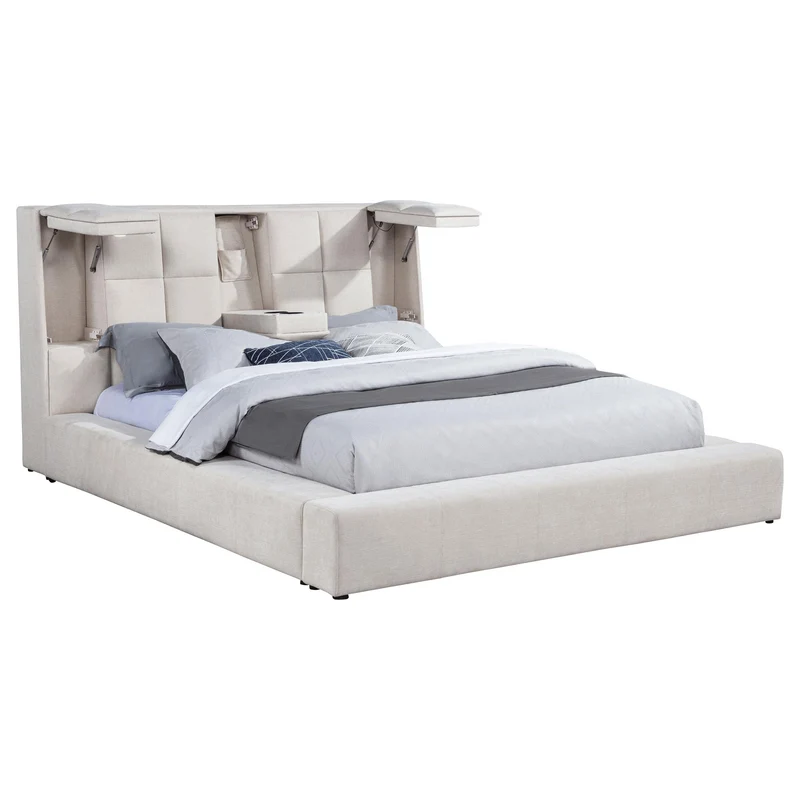Coaster Furniture Dreux 315948CRMQ Upholstered Queen Panel Platform Bed - Cream