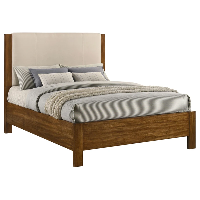 Coaster Furniture Adderley 215851Q Queen Wood Panel Bed - Cream/Warm Brown