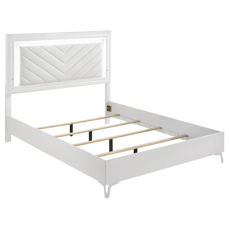 Coaster Furniture Cassia 215791Q Queen LED Panel Bed - White High Gloss