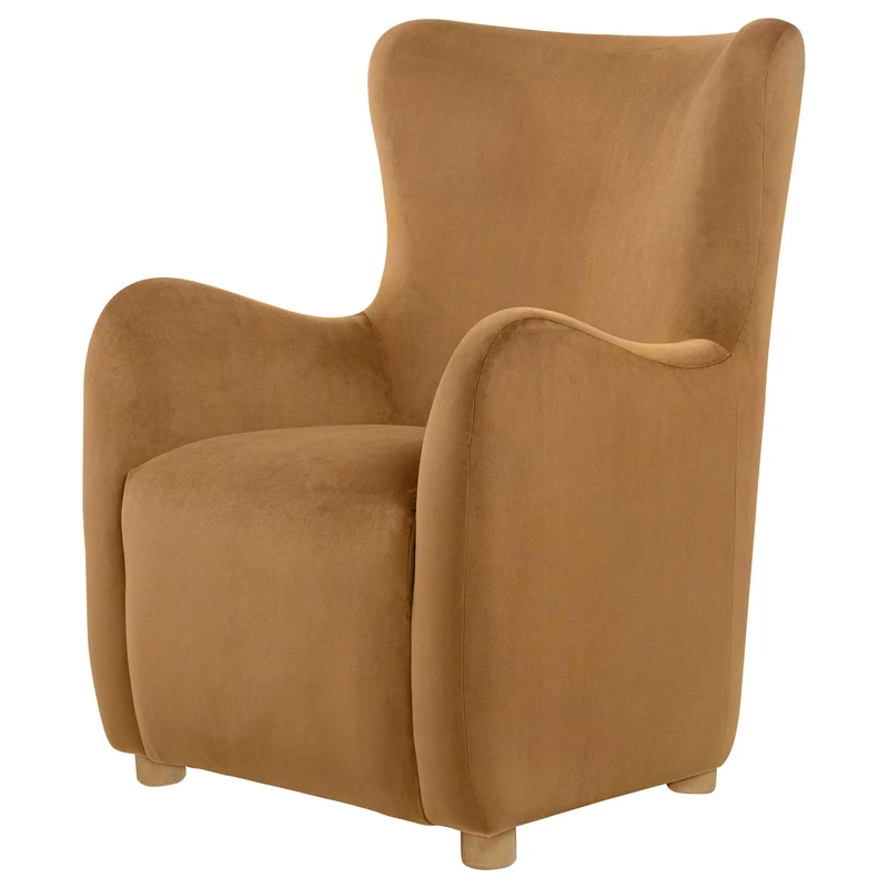 Coaster Furniture Thornton 903176 Velvet Upholstered Wingback Lounge Accent Chair - Cognac