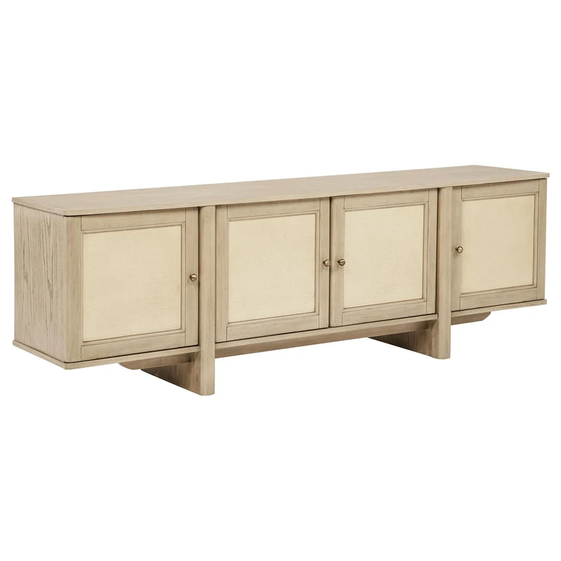 Coaster Furniture Kailani 706583 79-inch 4-door Cane TV Stand Media Console - Beige Oak