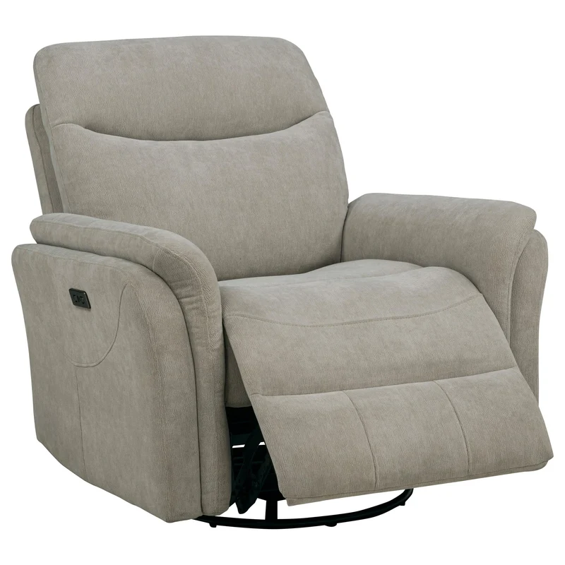 Coaster Furniture Adler 610423P Upholstered Power Swivel Glider Recliner - Greige