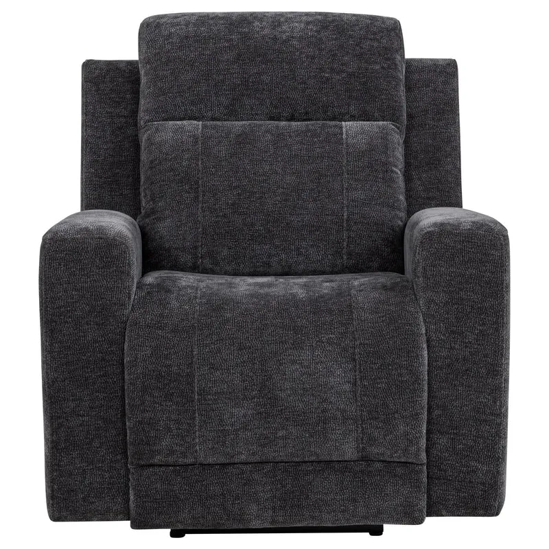 Coaster Furniture Kennett 610156P Chenille Upholstered Power Recliner Chair - Dark Grey