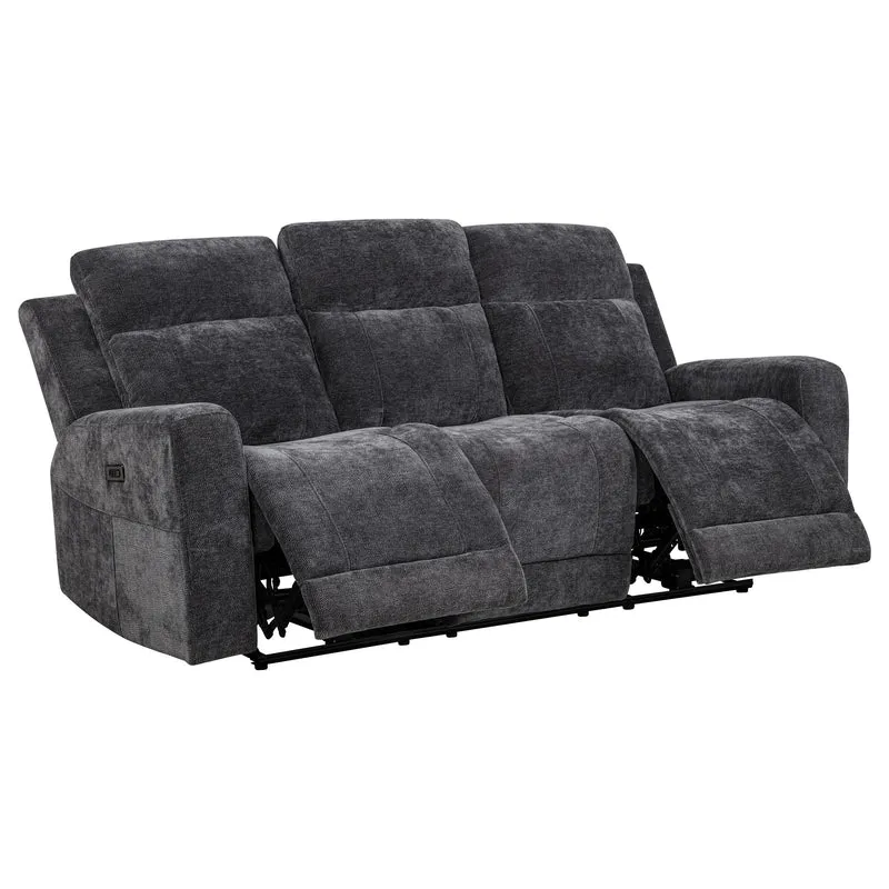 Coaster Furniture Kennett 610154P Chenille Upholstered Power Reclining Sofa - Dark Grey