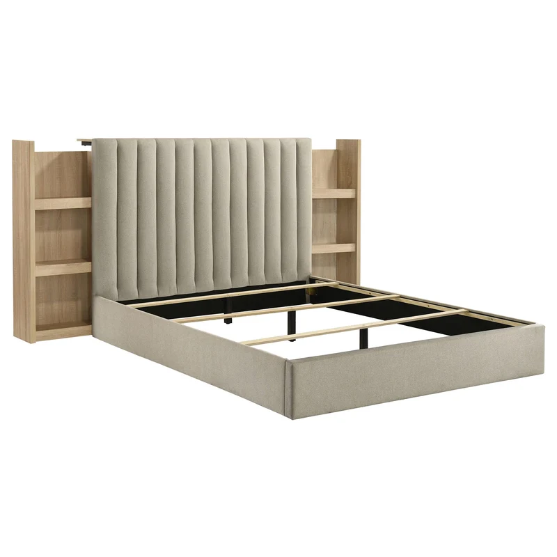 Coaster Furniture Arielle 223111Q Queen Bookcase Panel Storage Bed - Light Oak