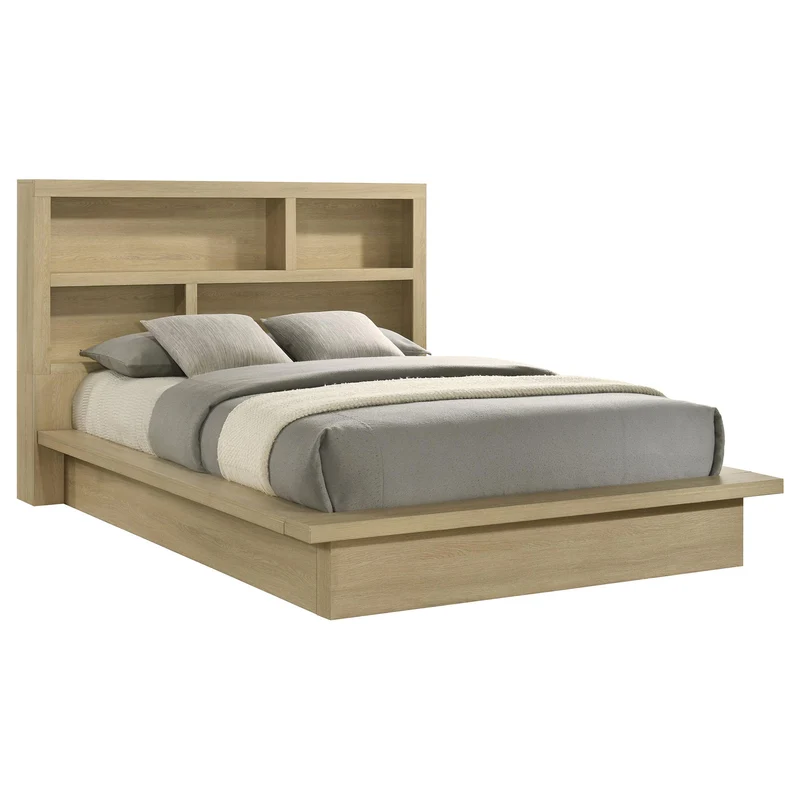 Coaster Furniture Hendricks 222650Q Queen Bookcase Headboard Platform Bed - Light Oak