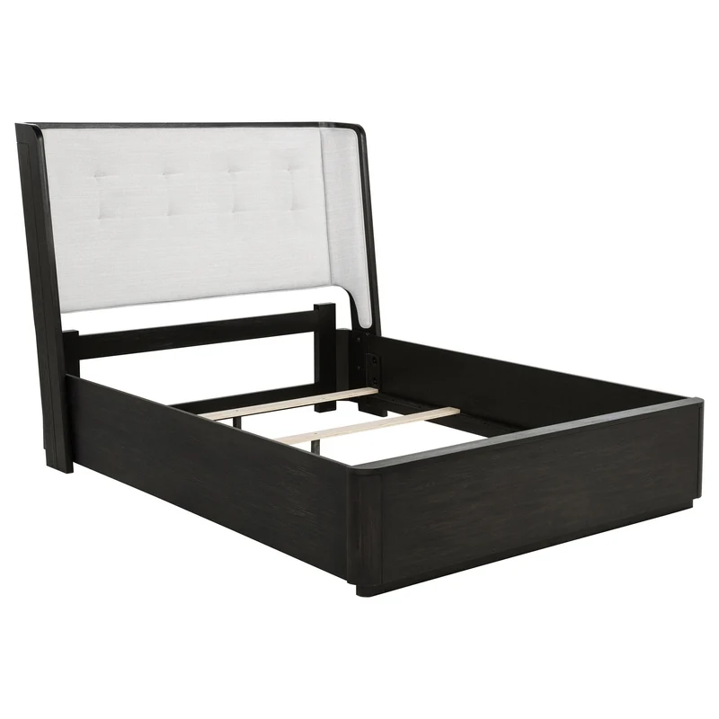 Coaster Furniture Leandro 222491Q 55-inch Queen Wingback Bed - Burnished Black