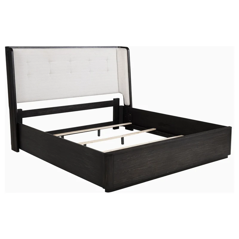 Coaster Furniture Leandro 222491KE 55-inch Eastern King Wingback Bed - Burnished Black