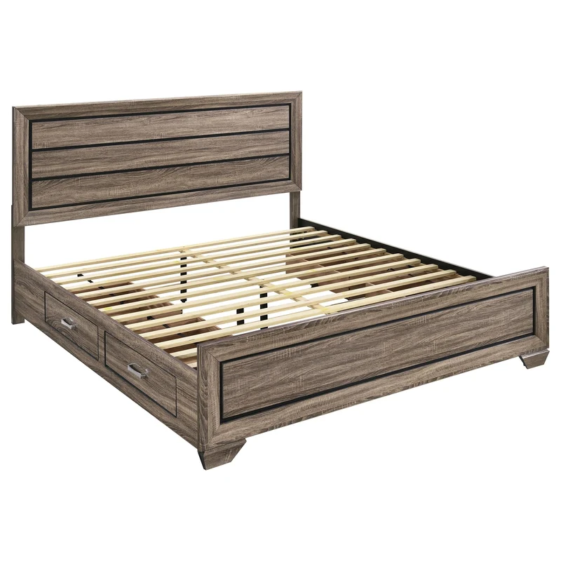 Coaster Furniture Kauffman 204190KE Wood Eastern King Storage Panel Bed - Washed Taupe